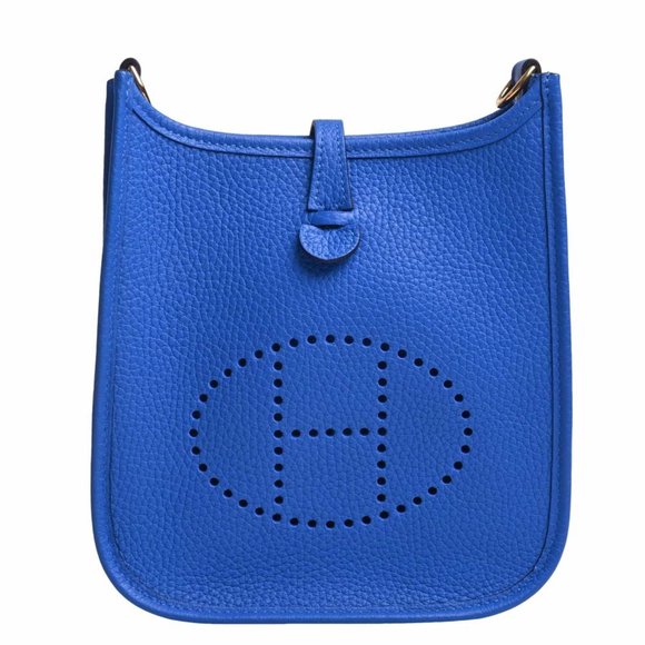 HERMES Handbags - HERMES Taurillon Clemence Evelyn TPM Shoulder Bag Blue Ladies